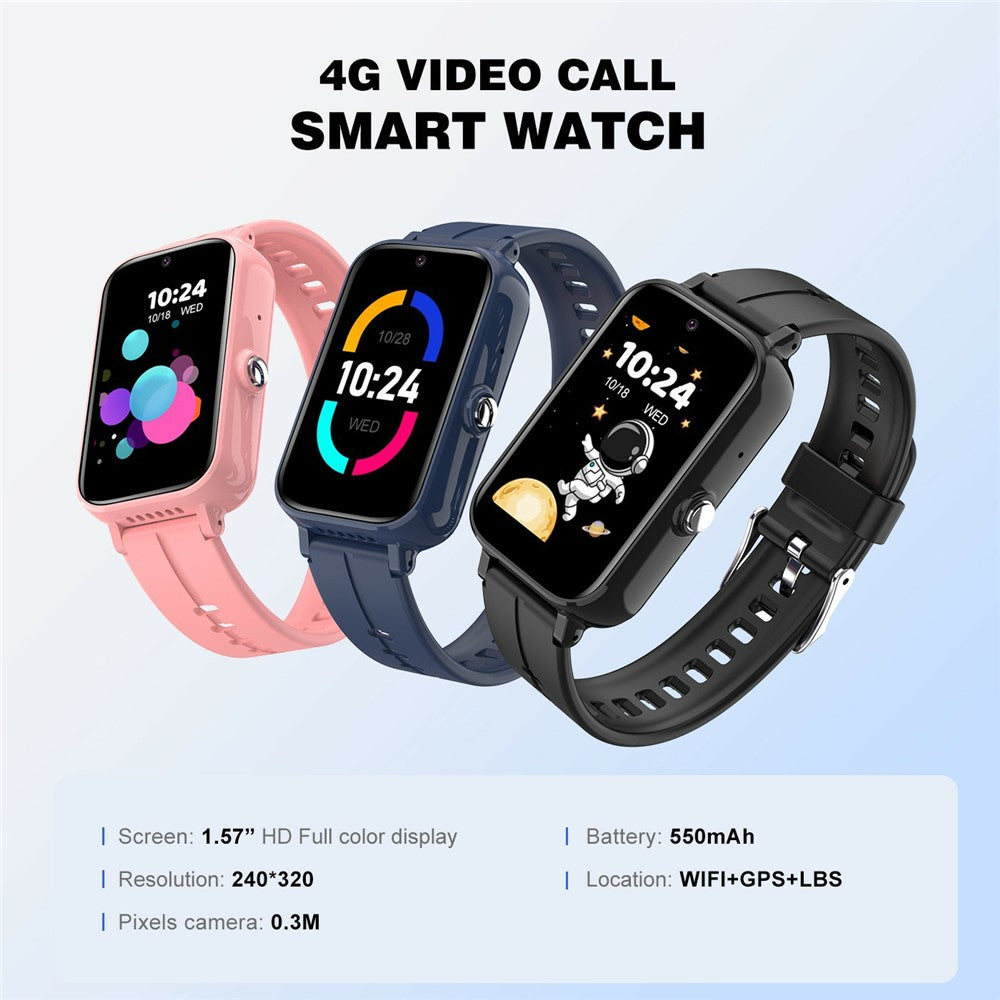 DH13S 1.57 Inch IPS Touch Screen Kids Smart Watch 4G Calling SOS GPS Tracking Wristwatch (Europe  /  Asian  /  Africa Version)