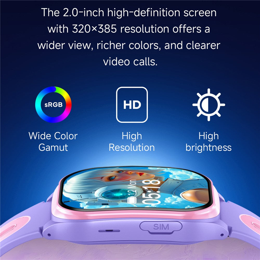 D18 2.0 Inch 4G Kids Smart Watch SOS Call Hidden Retractable Camera (Europe  /  Asia  /  Africa Version)