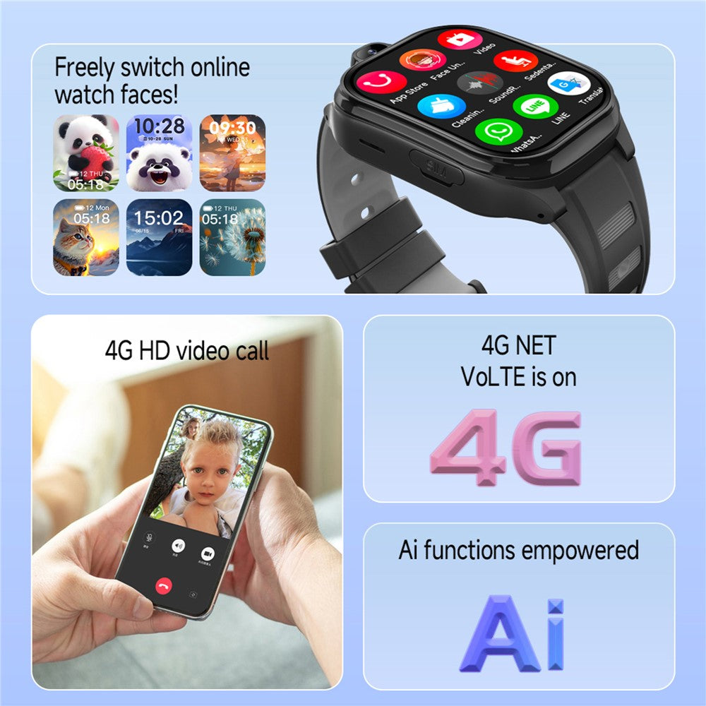 D19 2.0 Inch 4G Kids Smart Watch SOS Call 2GB RAM 16GB ROM GPS Tracker (Europe  /  Asia  /  Africa Version)