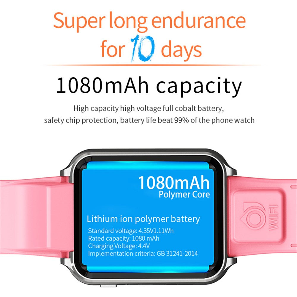 H1PRO 1.83" Large Screen Smart Phone Watch 4G Dual Camera Kids Watch 2+16G