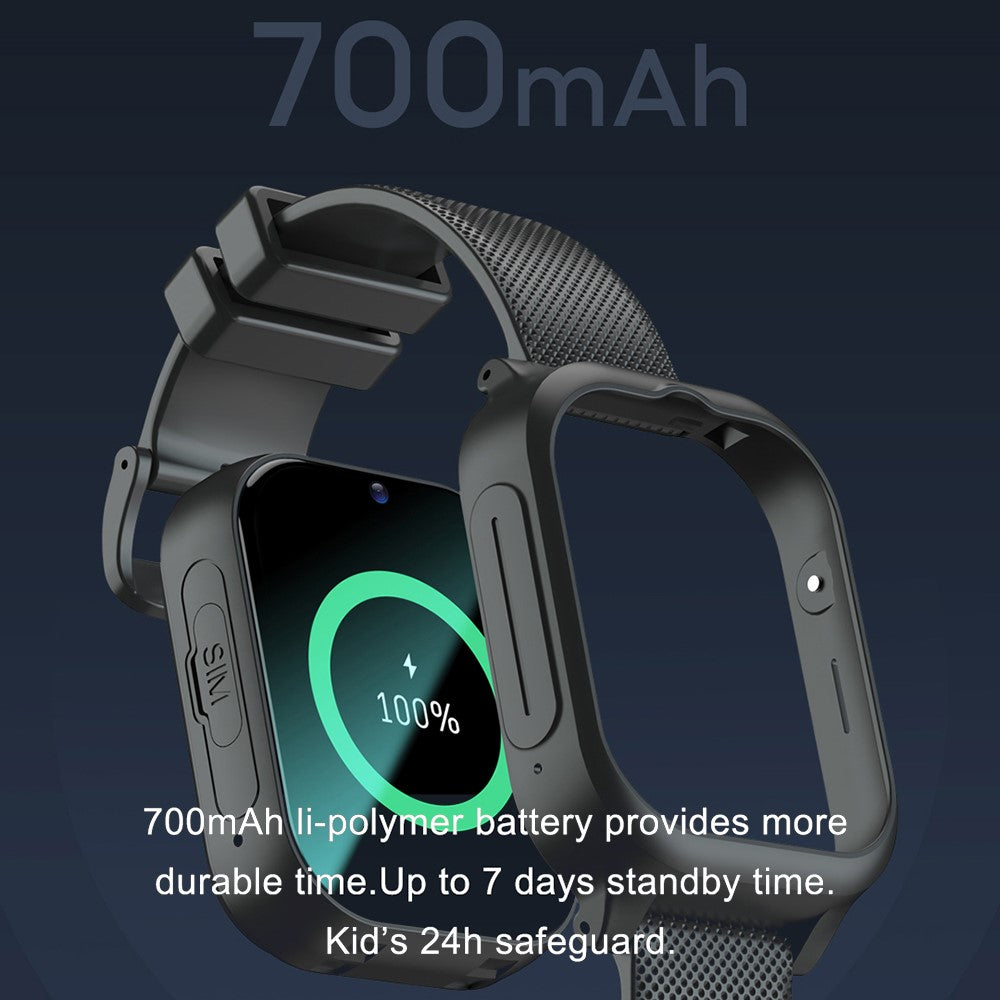 K26 1.83 inch Display Detachable Smart Watch 4G Call GPS Positioning Kids Watch with Lanyard+Silicone Case