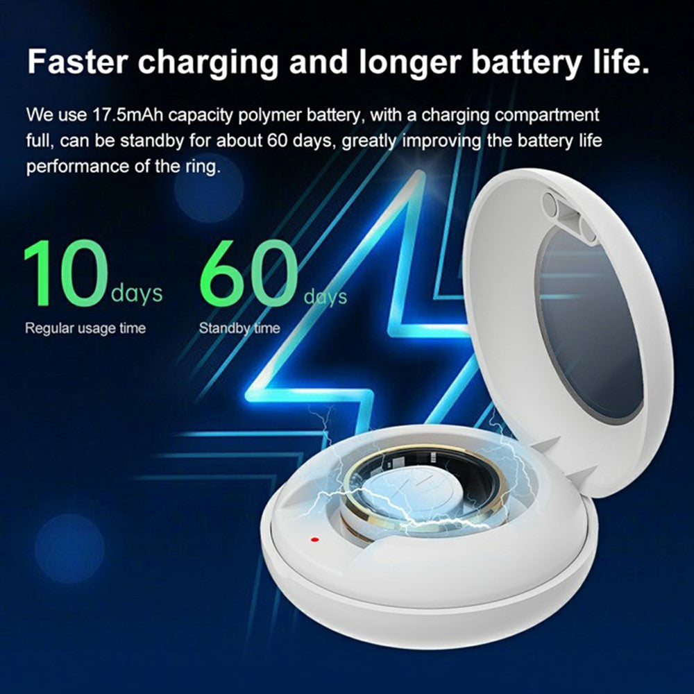 SR03 Ultra Thin Multi-Function Health Monitoring Smart Ring with Charging Case, Style B