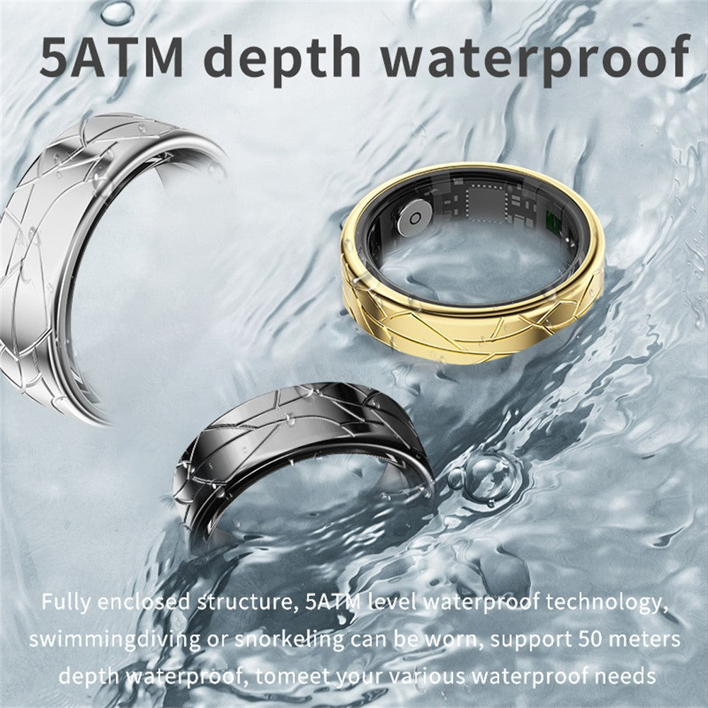 PX02 Crack Design Multi-function Health Monitoring Smart Ring with Magnetic Charging Cable