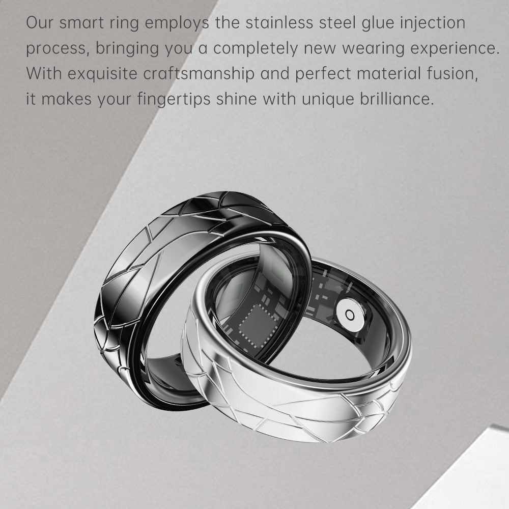 PX02 Crack Design Multi-function Health Monitoring Smart Ring with Magnetic Charging Cable