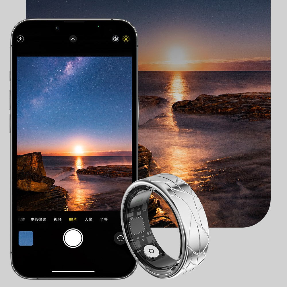 PX02 Crack Design Multi-function Health Monitoring Smart Ring with Magnetic Charging Cable