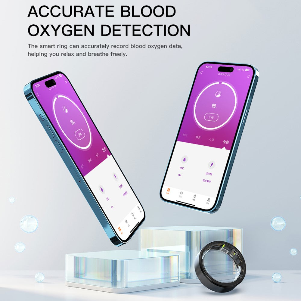 SR1 Smart Ring Waterproof Heart Rate Sleep Monitor Multi-function Finger Ring (with Charging Case)