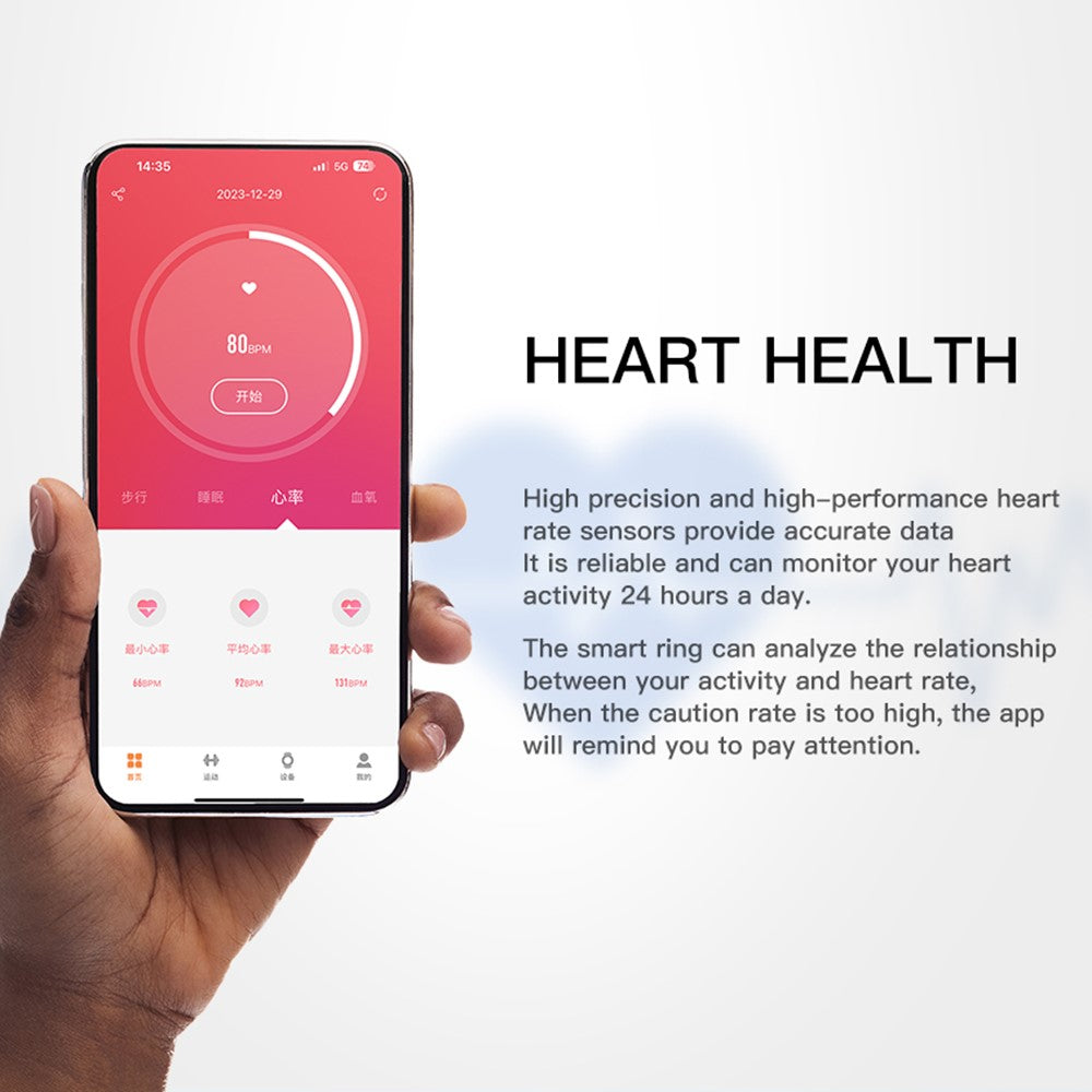 SR1 Smart Ring Waterproof Heart Rate Sleep Monitor Multi-function Finger Ring (with Charging Case)