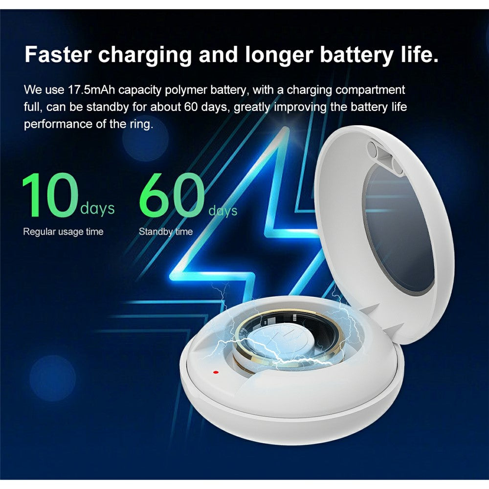 SR1 Smart Ring Waterproof Heart Rate Sleep Monitor Multi-function Finger Ring (with Charging Case)