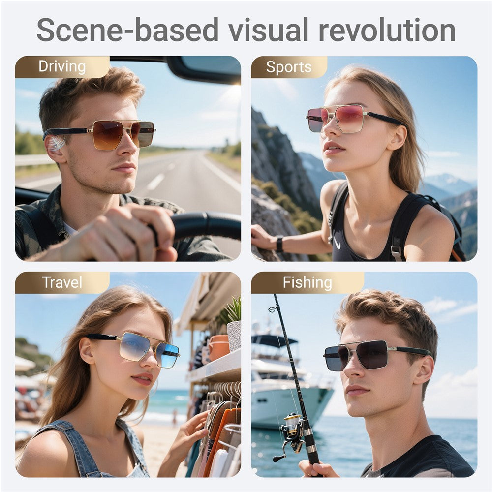 GT30 Smart Audio Glasses Hall Automatic Switch Metal Spring Hinge Stainless Steel Frame Sunglasses