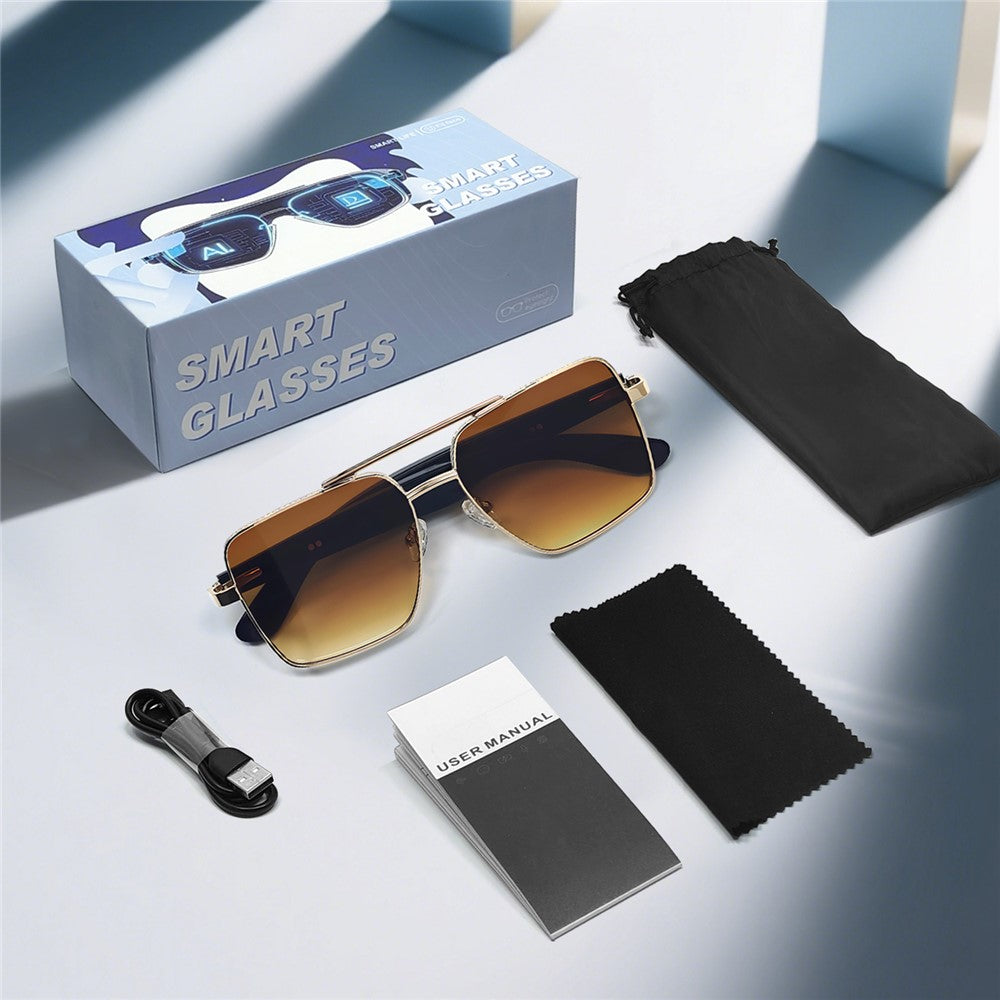 GT30 Smart Audio Glasses Hall Automatic Switch Metal Spring Hinge Stainless Steel Frame Sunglasses
