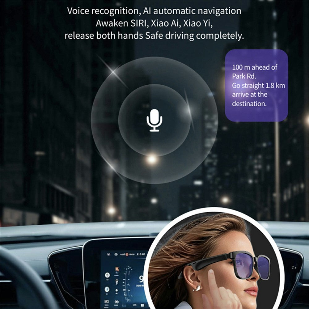 J20E Smart Glasses with Microphone Music Playback Voice Assistant Enabled IPX4 Waterproof