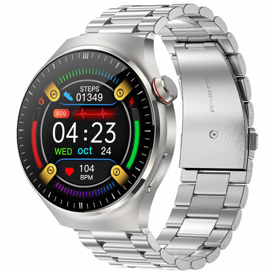 TK26 1.43-inch AMOLED Screen Heart Rate Sleep Monitor Bluetooth-Compatible Calling Smart Watch, Steel Strap