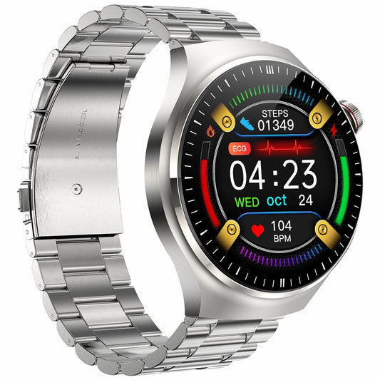 TK26 1.43-inch AMOLED Screen Heart Rate Sleep Monitor Bluetooth-Compatible Calling Smart Watch, Steel Strap