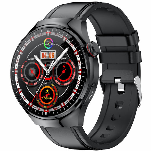 TK26 1.43-inch AMOLED Screen Heart Rate Sleep Monitor Smart Watch Support Bluetooth-compatible Call, Leather Strap