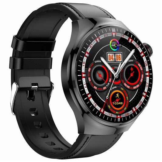 TK26 1.43-inch AMOLED Screen Heart Rate Sleep Monitor Smart Watch Support Bluetooth-compatible Call, Leather Strap