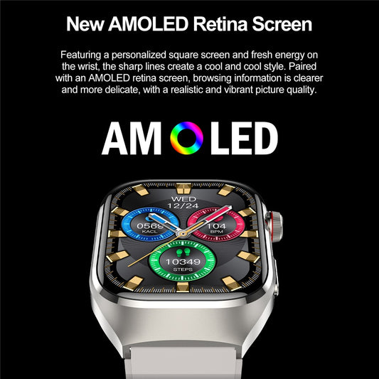 TK16 2.04-inch AMOLED Screen Smart Watch ECG Micro-Physical Examination Heart Rate Monitor, Silicone Strap