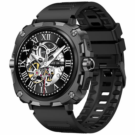 AK71 1.43-inch Touch Screen Waterproof Smart Watch Heart Rate Monitor Sports Watch, Silicone Strap