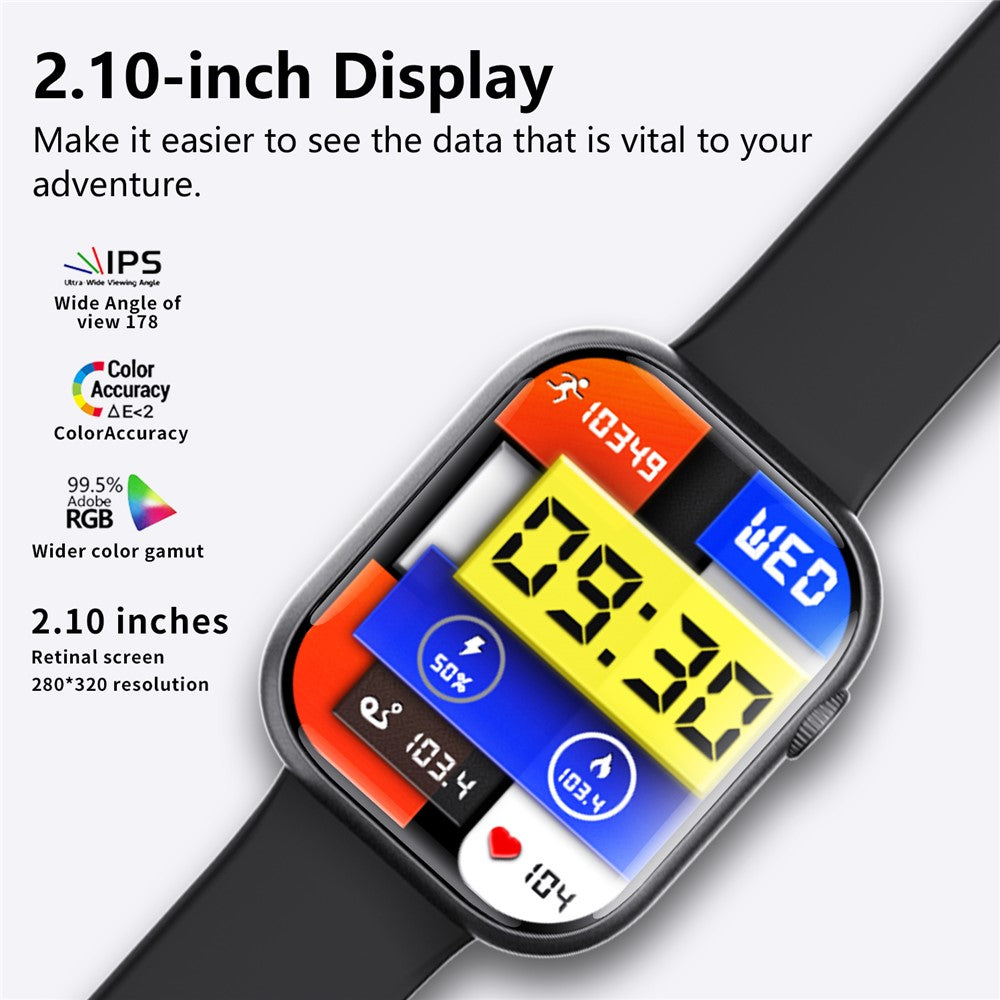 F70 Smart Watch Blood Glucose Health Monitoring Breathing Training Sports Watch, Silicone Strap