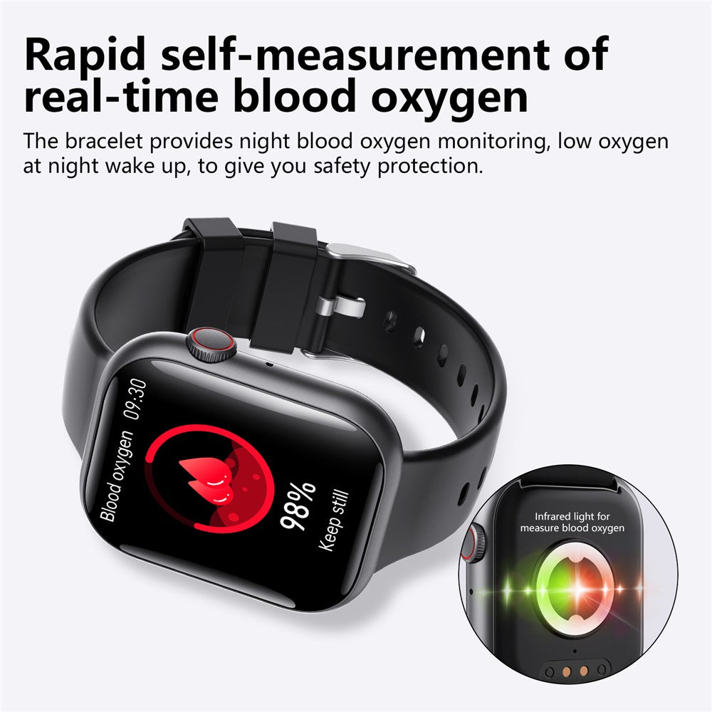 F70 Smart Watch Blood Glucose Health Monitoring Breathing Training Sports Watch, Silicone Strap
