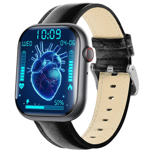 F70 Leather Band Smart Watch Blood Glucose Sleep Monitoring Breathing Training Sports Watch