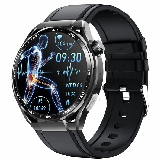 F200 Sport Watch SOS Non-Invasive Blood Glucose ECG Monitor Smart Bracelet, Leather Strap