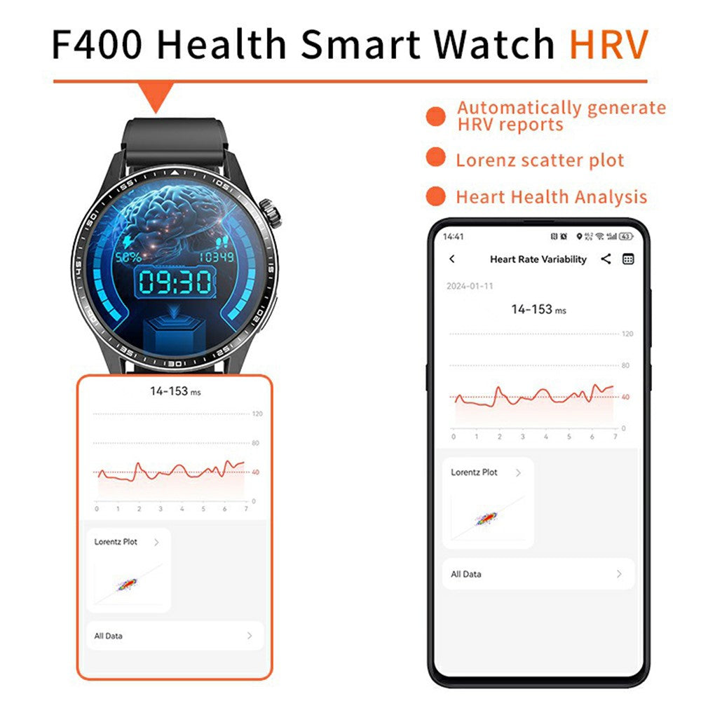 F400 Non-Invasive Blood Sugar Smart Watch ECG Blood Pressure Monitor Bluetooth-compatible Call Sports Watch, Silicone Strap