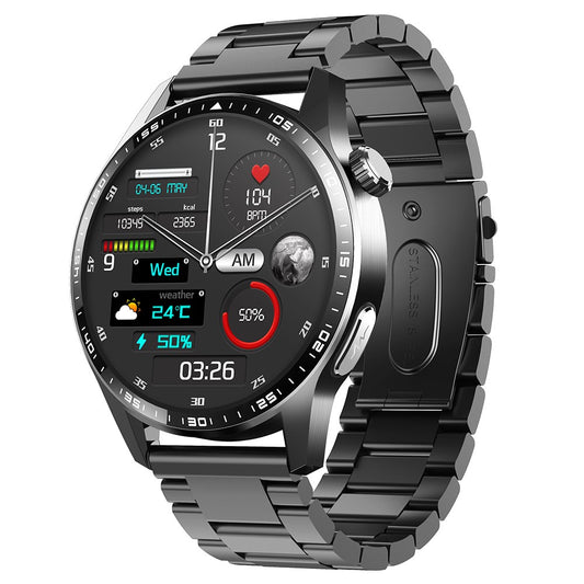 F400 Bluetooth-compatible Call Sports Watch ECG Blood Pressure Monitor Non-Invasive Blood Sugar Smart Watch, 3-Bead Steel Strap