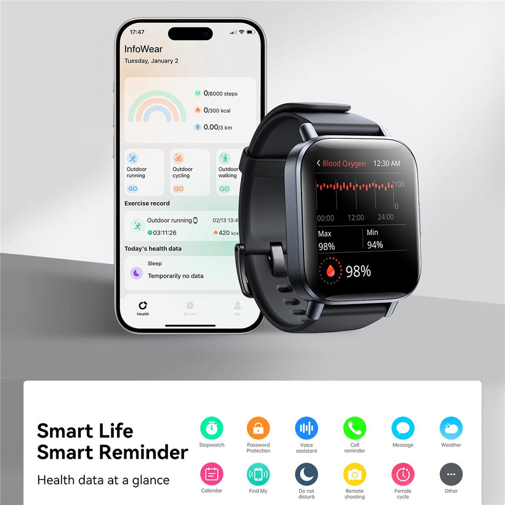 JOYROOM Fit-Life JR-FT3S 1.96-inch Bluetooth-compatible Call Smart Watch Heart Rate Health Monitoring Sports Watch