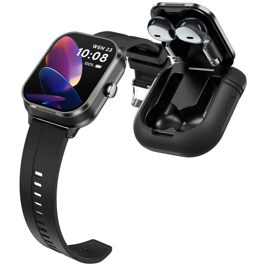 D8 Pro 2-in-1 Bluetooth-compatible TWS Earphone Smart Watch Health Monitoring Bluetooth-compatible Calling Sports Watch, Silicone Strap