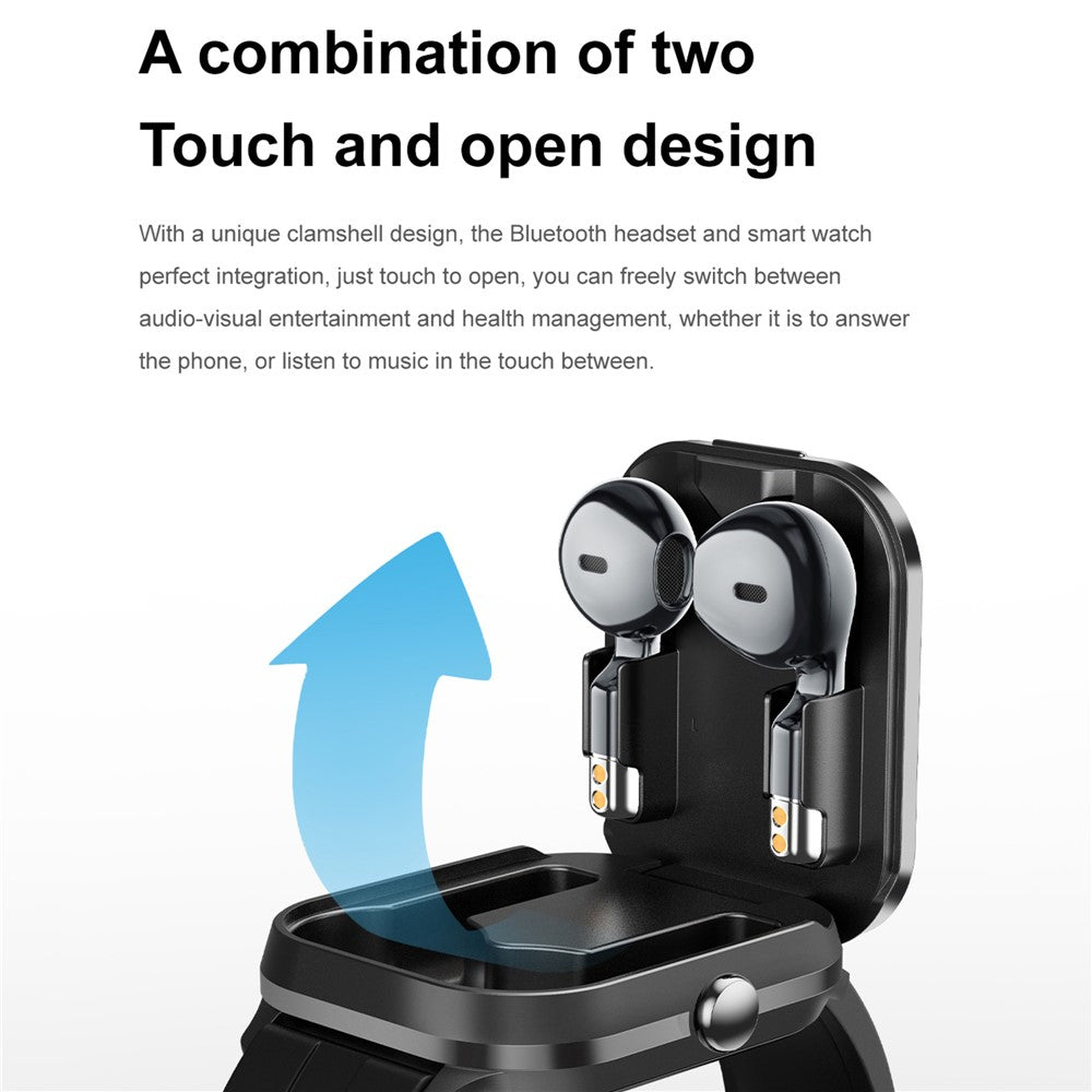 D8 Pro 2-in-1 Bluetooth-compatible TWS Earphone Smart Watch Health Monitoring Bluetooth-compatible Calling Sports Watch, Silicone Strap
