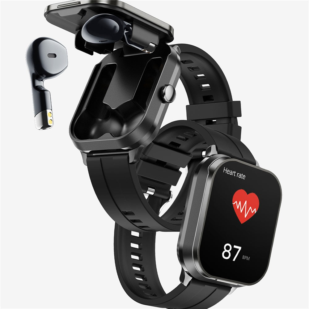 D8 Pro 2-in-1 Bluetooth-compatible TWS Earphone Smart Watch Health Monitoring Bluetooth-compatible Calling Sports Watch, Silicone Strap