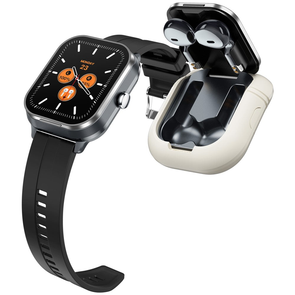 D8 Pro 2-in-1 Bluetooth-compatible TWS Earphone Smart Watch Health Monitoring Bluetooth-compatible Calling Sports Watch, Silicone Strap