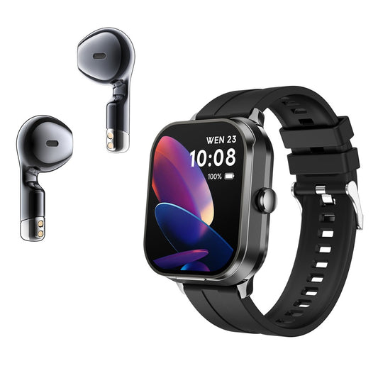 D8 Pro 2-in-1 Bluetooth-compatible TWS Earphone Health Monitoring Bluetooth-compatible Calling Smart Watch, Steel Strap