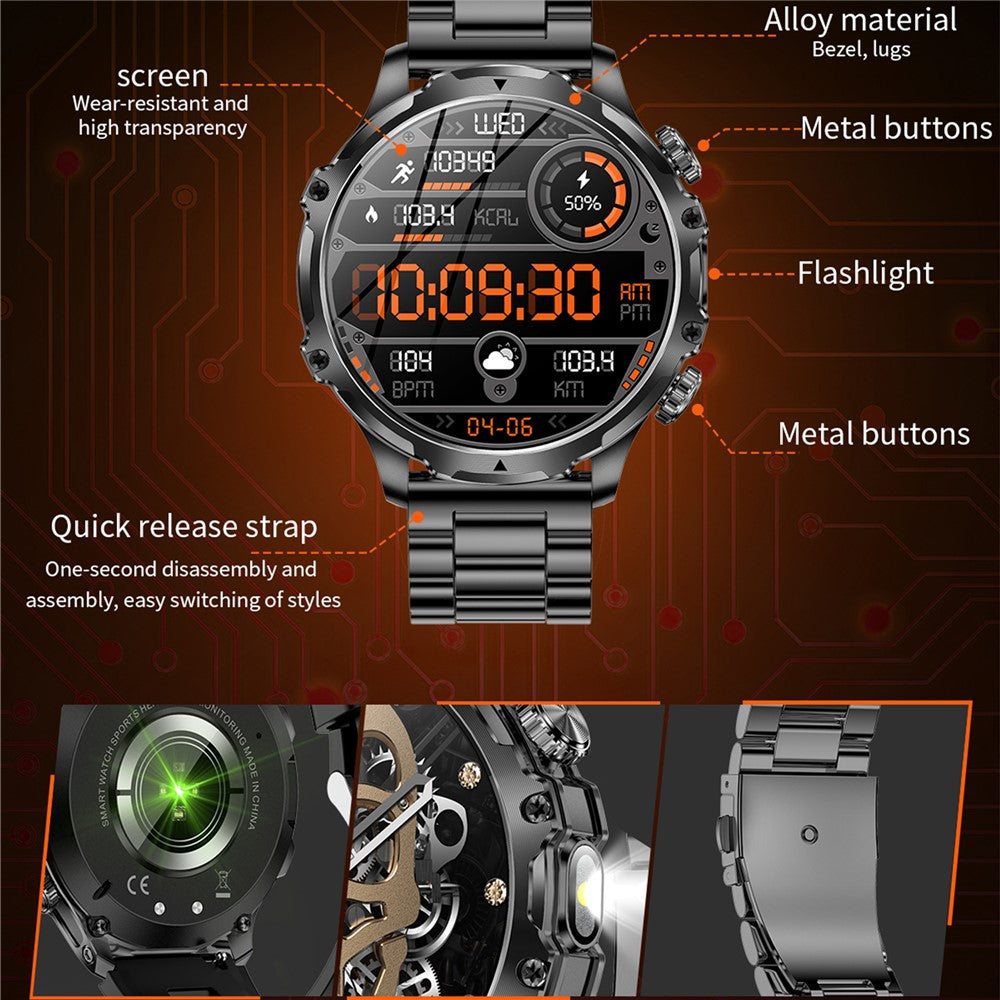 AK75 Steel Strap Smart Watch Bluetooth-compatible Call Waterproof Health Monitoring Sports Watch