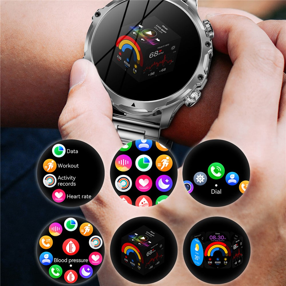 AK75 Steel Strap Smart Watch Bluetooth-compatible Call Waterproof Health Monitoring Sports Watch