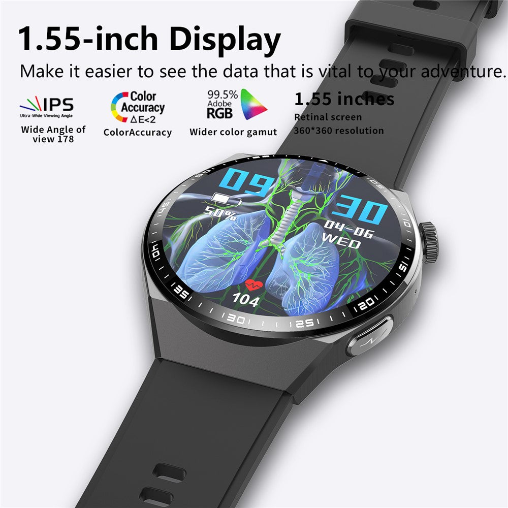 F800 Bluetooth-compatible Call Smart Watch Blood Oxygen ECG Monitor SOS Sports Bracelet, Silicone Strap