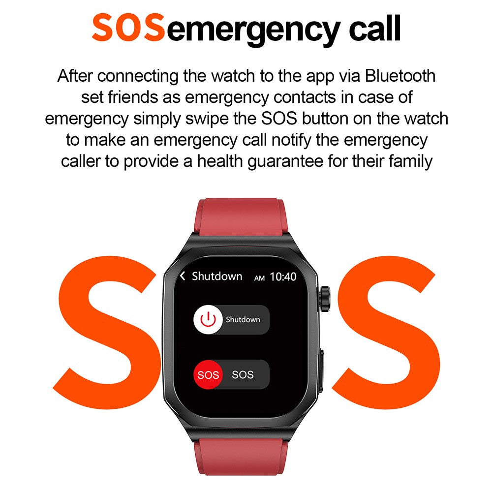 ET280 ECG Smart Watch Monitoring Blood Oxygen SOS Bracelet Wrist Band with Silicone Strap