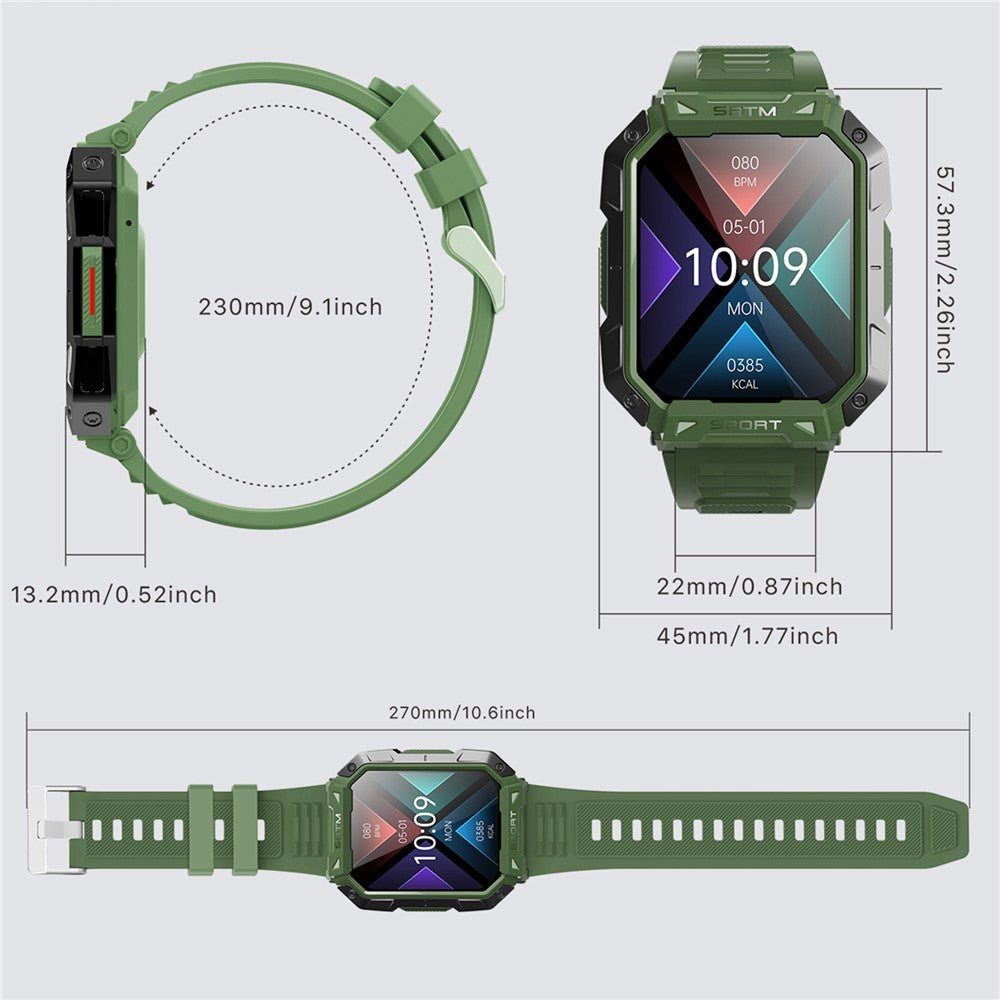 F307 Waterproof Rugged Smart Watch Bluetooth-compatible Call 2.1 inch Screen Sports Tracker Blood Sugar Monitor
