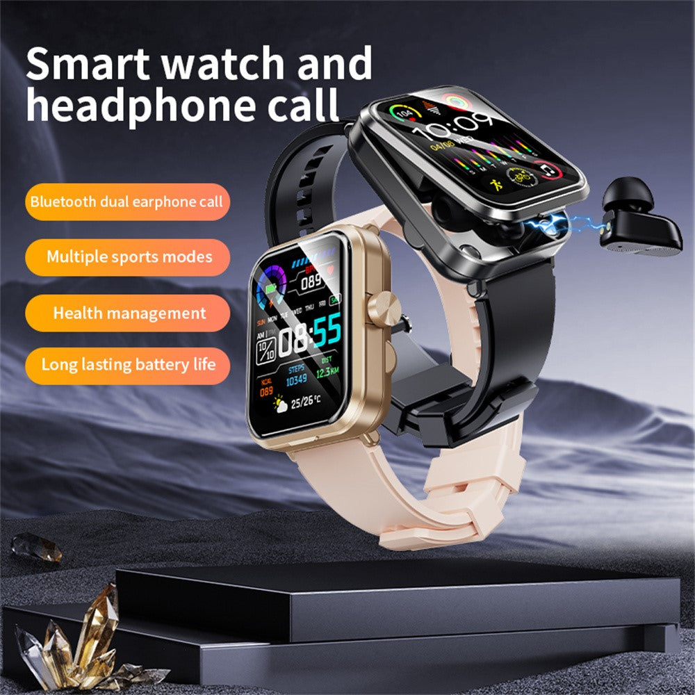 S6 2-in-1 Bluetooth-compatible TWS Earphone Health Monitoring Bluetooth-compatible Calling 1.85-inch Smart Watch