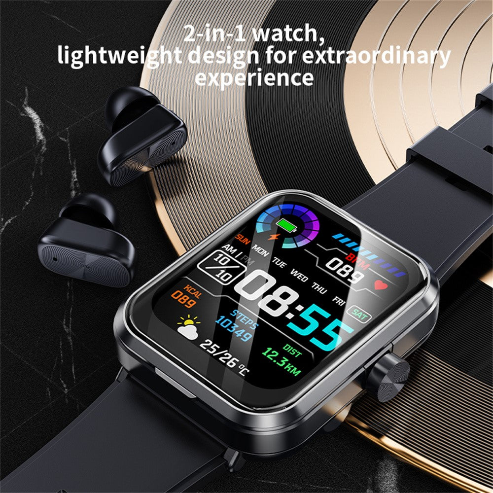 S6 2-in-1 Bluetooth-compatible TWS Earphone Health Monitoring Bluetooth-compatible Calling 1.85-inch Smart Watch