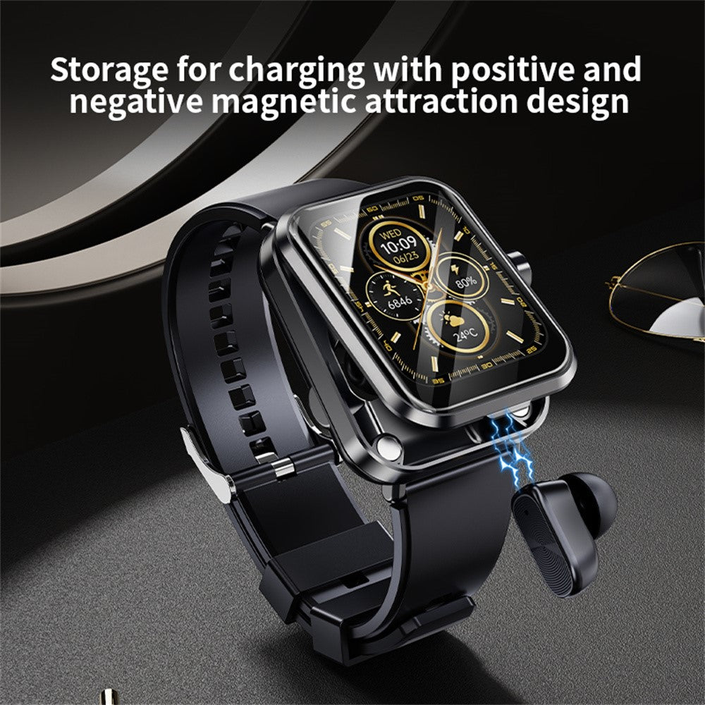 S6 2-in-1 Bluetooth-compatible TWS Earphone Health Monitoring Bluetooth-compatible Calling 1.85-inch Smart Watch