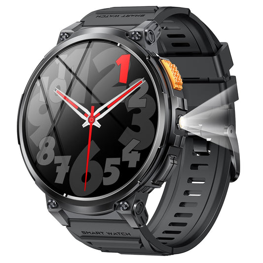 K66 1.85-inch IPS Screen Heart Rate Monitor Bluetooth-compatible Calling Sports Smart Watch with Flashlight