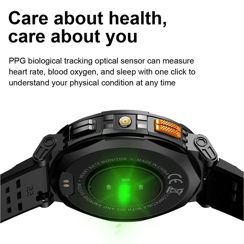 K66 1.85-inch IPS Screen Heart Rate Monitor Bluetooth-compatible Calling Sports Smart Watch with Flashlight