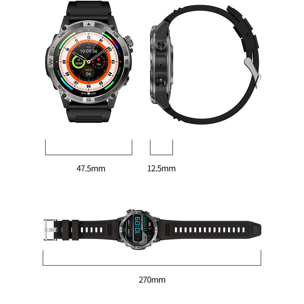 HK08 1.43-inch Smart Watch Heart Rate Sleep Health Monitoring Outdoor Sports Watch