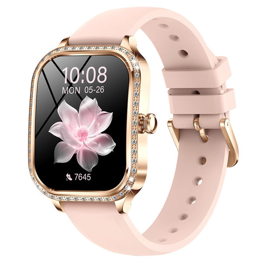 MK88 Silicone Strap 1.75-inch Women Rhinestones Smart Watch Bluetooth-compatible Calling Fitness Tracker Smart Bracelet