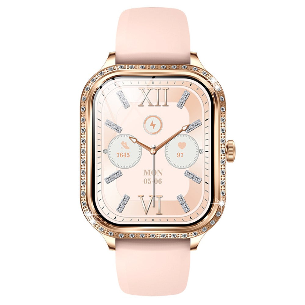 MK88 Silicone Strap 1.75-inch Women Rhinestones Smart Watch Bluetooth-compatible Calling Fitness Tracker Smart Bracelet