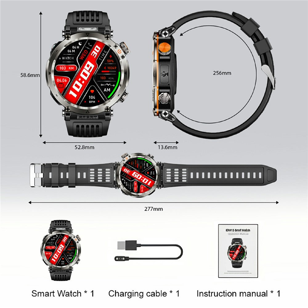 HT30 Silicone Strap 1.7-inch Smart Watch Health Monitoring Compass Sports Watch