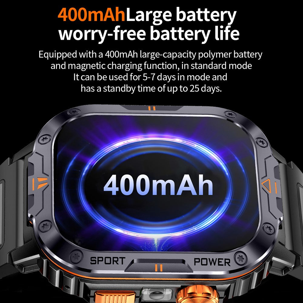 NX20 Health Monitoring Smart Watch with Tactical Flashlight Voice Assistant Sports Watch