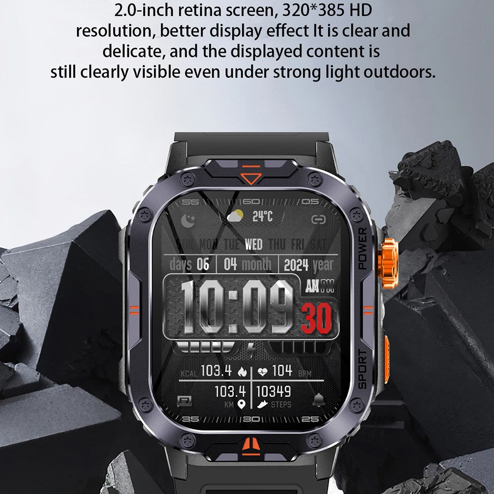 NX20 Health Monitoring Smart Watch with Tactical Flashlight Voice Assistant Sports Watch