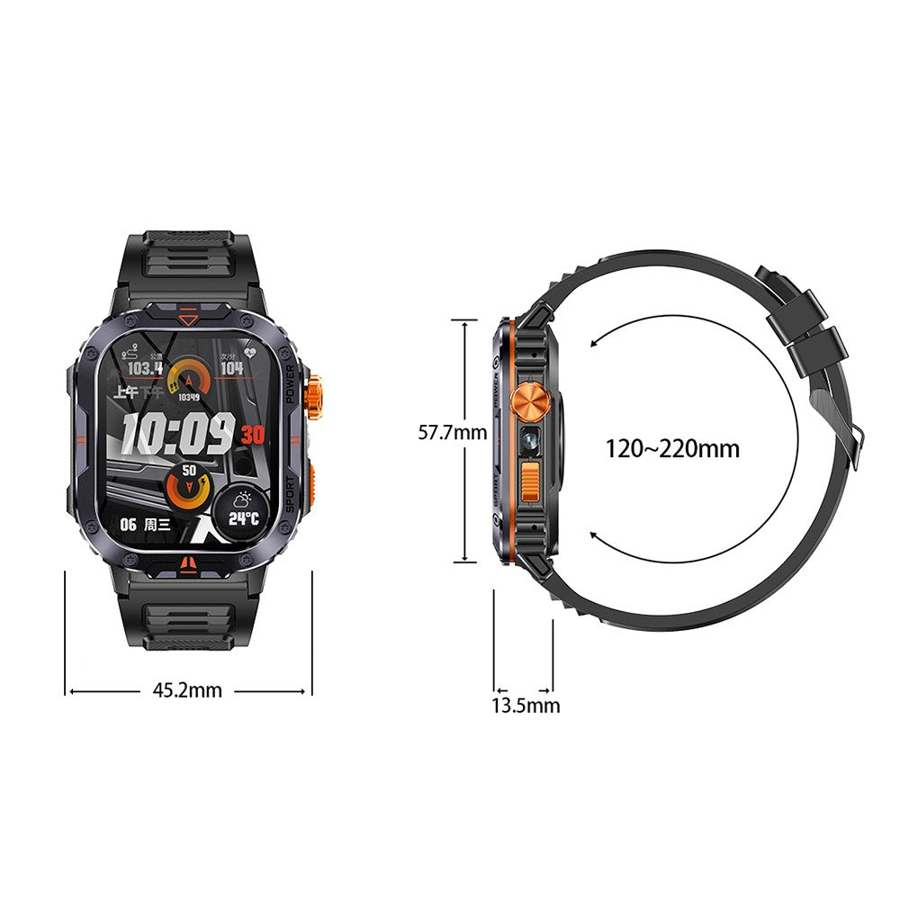 NX20 Health Monitoring Smart Watch with Tactical Flashlight Voice Assistant Sports Watch